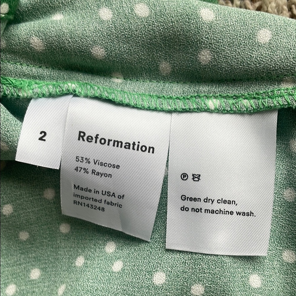 Reformation Green Midi Sundress with Spaghetti Straps - Picture 2 of 8